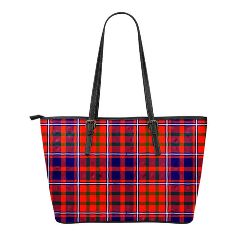 CAMERON OF LOCHIEL MODERN TARTAN SMALL LEATHER TOTE