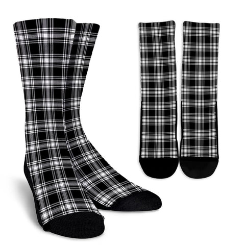 MENZIES BLACK & WHITE MODERN TARTAN CREW SOCKS