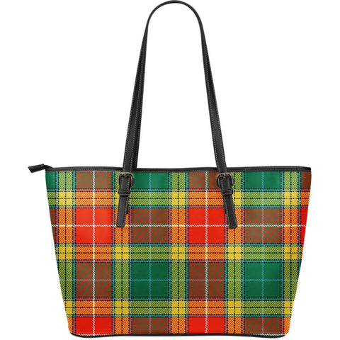 BUCHANAN OLD SETT TARTAN LARGE LEATHER TOTE