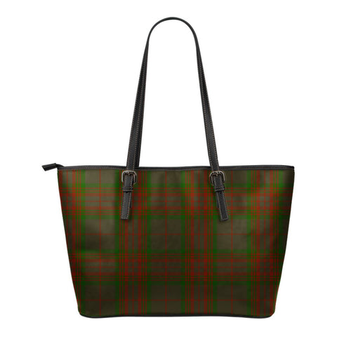 GRAY TARTAN SMALL LEATHER TOTE