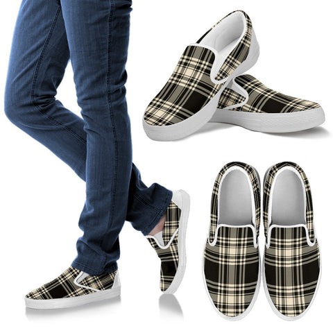 MENZIES BLACK & WHITE ANCIENT TARTAN SLIP ONS
