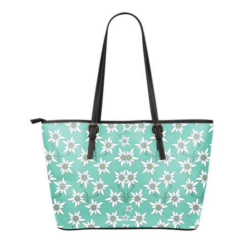 EDELWEISS FLOWER PATTERN SMALL LEATHER TOTE