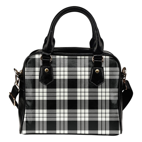 MACFARLANE BLACK & WHITE ANCIENT TARTAN SHOULDER HANDBAG