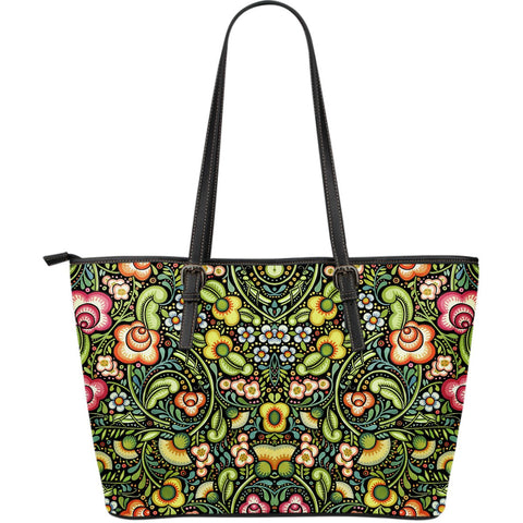 BOHEMIAN FLORAL LARGE LEATHER TOTE