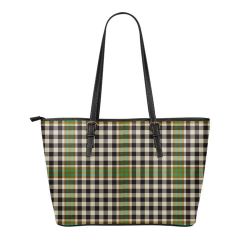 BURNS CHECK TARTAN SMALL LEATHER TOTE