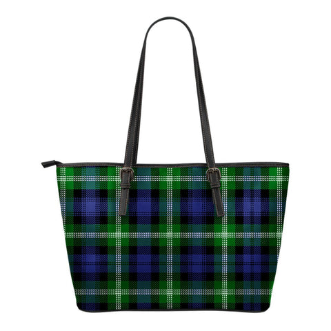 BAILLIE MODERN TARTAN SMALL LEATHER TOTE