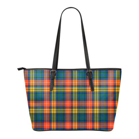 BUCHANAN ANCIENT TARTAN SMALL LEATHER TOTE