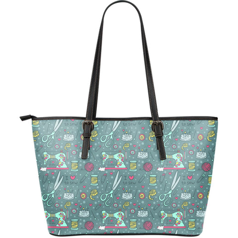 SEWING LARGE LEATHER TOTE BAG