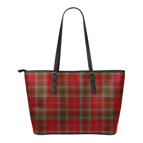 LINDSAY WEATHERED TARTAN SMALL LEATHER TOTE