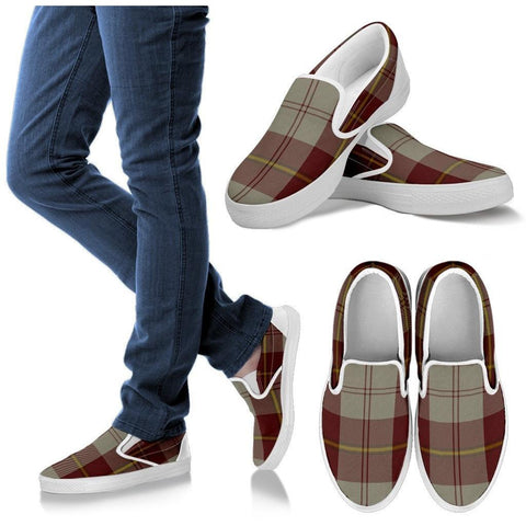 CUNNINGHAM BURGUNDY DANCERS TARTAN SLIP ONS