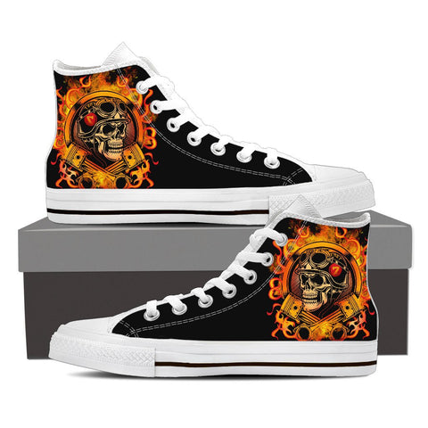 FIRE SKULL HELMET CANVAS SHOES