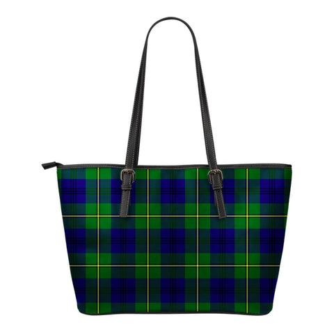 JOHNSTON MODERN TARTAN SMALL LEATHER TOTE