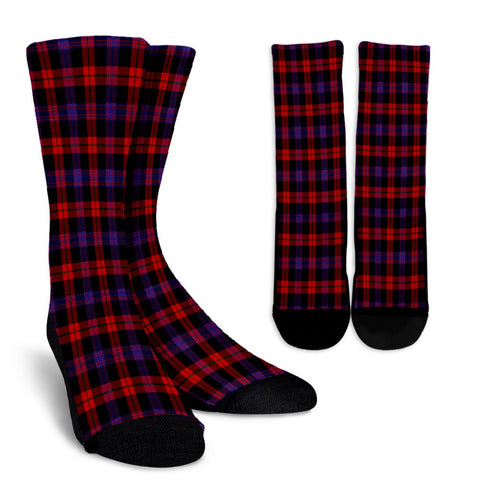 BROWN MODERN TARTAN CREW SOCKS