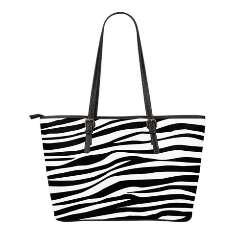 ZEBRA STRIPES SMALL LEATHER TOTE