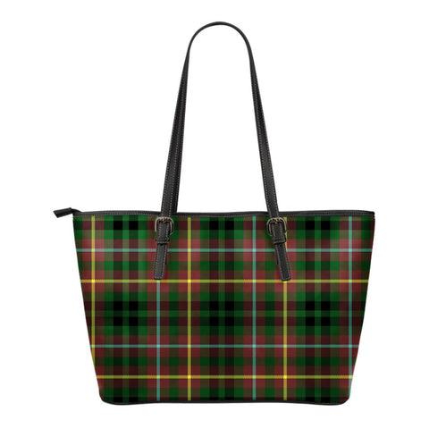 BUCHANAN HUNTING TARTAN SMALL LEATHER TOTE