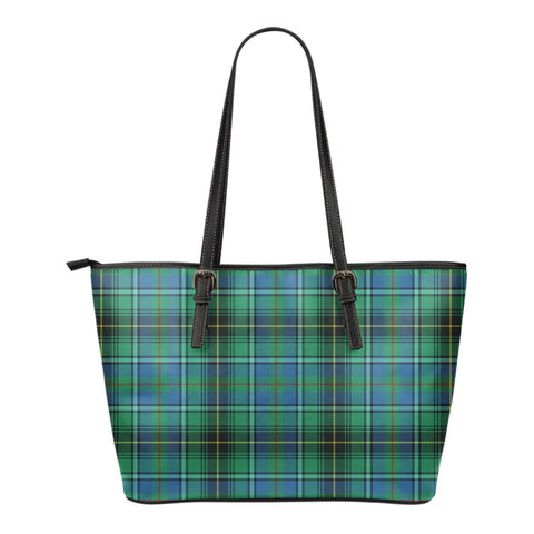 MACINNES ANCIENT TARTAN SMALL LEATHER TOTE