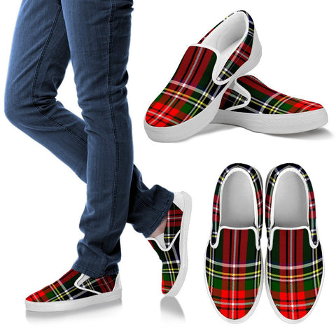 STEWART BLACK TARTAN SLIP ONS