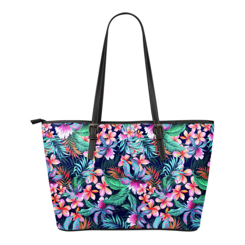 HAWAII BLOOM SMALL LEATHER TOTE BAG