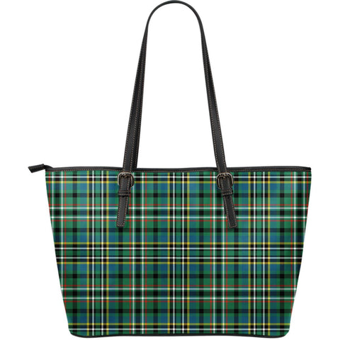 SCOTT GREEN ANCIENT TARTAN SMALL LEATHER TOTE