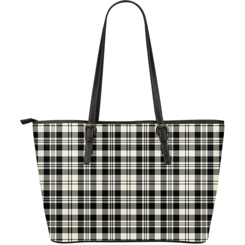 SCOTT BLACK & WHITE ANCIENT TARTAN LARGE LEATHER TOTE