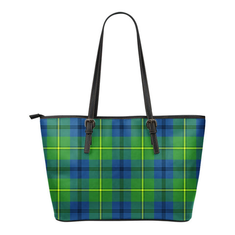 JOHNSTON ANCIENT TARTAN SMALL LEATHER TOTE