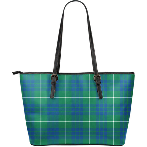 HAMILTON HUNTING ANCIENT TARTAN LARGE LEATHER TOTE