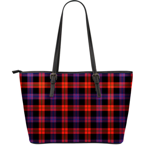 BROWN MODERN TARTAN LARGE LEATHER TOTE