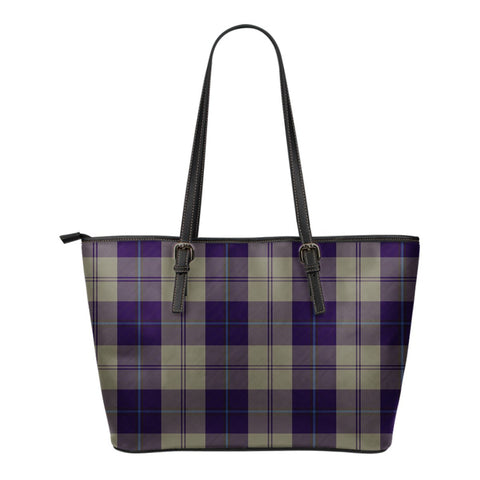 CUNNINGHAM DRESS BLUE DANCERS TARTAN SMALL LEATHER TOTE