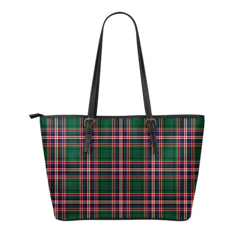 MACFARLANE HUNTING MODERN TARTAN LARGE LEATHER TOTE