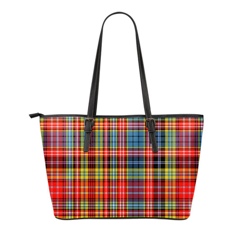 DRUMMOND OF STRATHALLAN TARTAN LARGE LEATHER TOTE