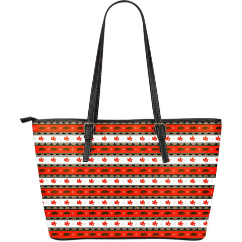 CANADA PATTERN LEATHER TOTE BAG 8