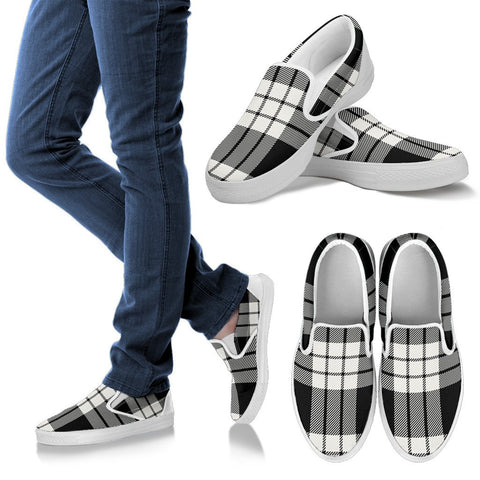 MACFARLANE BLACK & WHITE ANCIENT TARTAN SLIP ONS