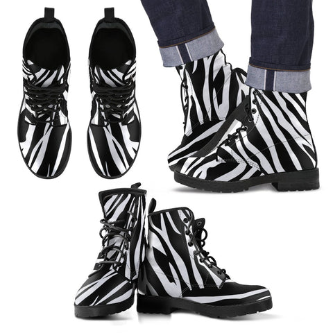 ZEBRA PATTERN LEATHER BOOTS