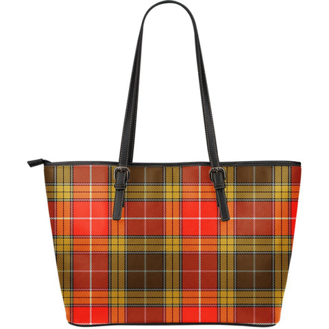 BUCHANAN OLD SET WEATHERED TARTAN LARGE LEATHER TOTE