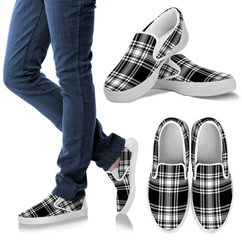 MENZIES BLACK & WHITE MODERN TARTAN SLIP ONS