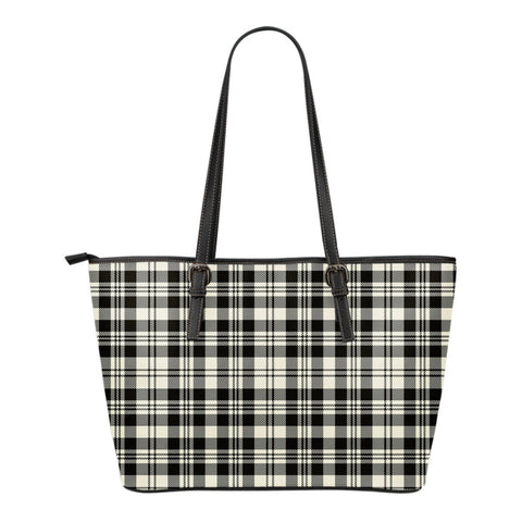 SCOTT BLACK & WHITE ANCIENT TARTAN SMALL LEATHER TOTE