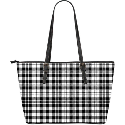 SCOTT BLACK & WHITE MODERN TARTAN LARGE LEATHER TOTE