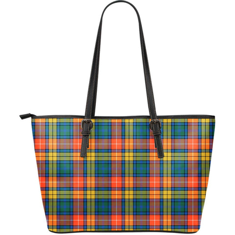 BUCHANAN ANCIENT TARTAN LARGE LEATHER TOTE