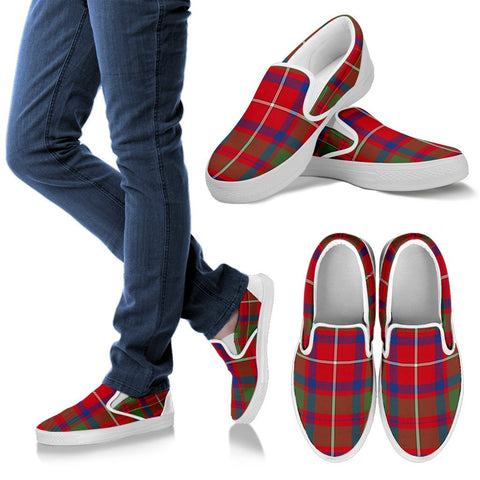 SHAW RED MODERN TARTAN SLIP ONS