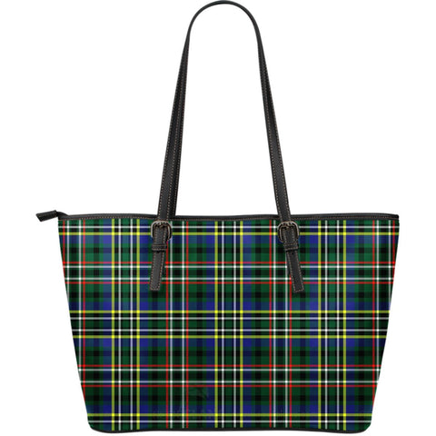 SCOTT GREEN MODERN TARTAN LARGE LEATHER TOTE