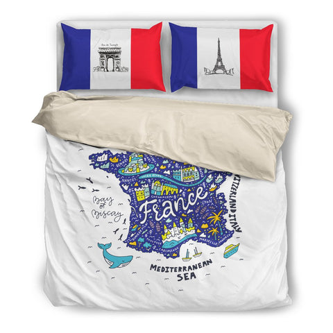 FRANCE'S MAP BEDDING SET A9