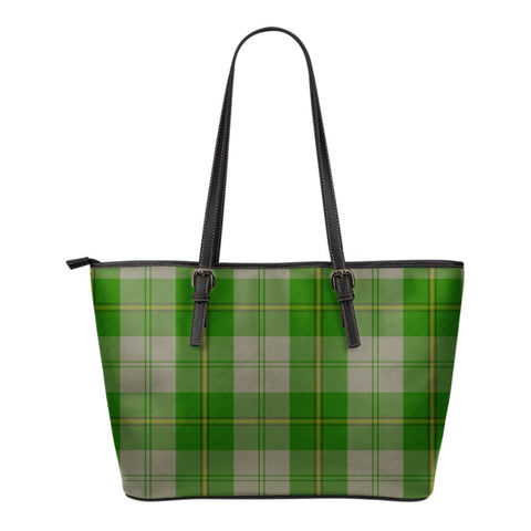 CUNNINGHAM DRESS GREEN DANCERS TARTAN SMALL LEATHER TOTE