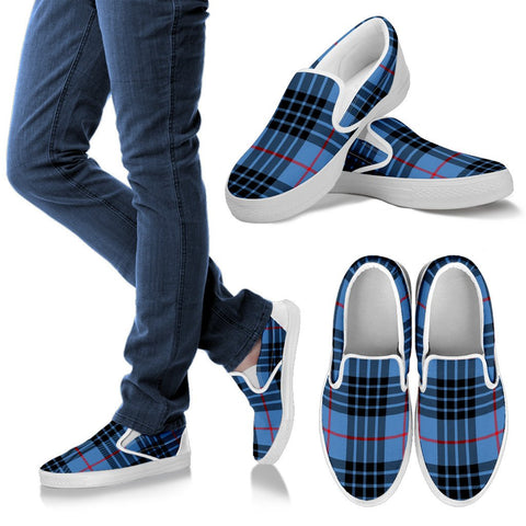 MACKAY BLUE TARTAN SLIP ONS