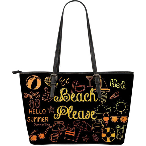 BEACH PLEASE LARGE LEATHER TOTE BAGS