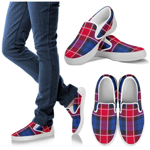 GRAHAM OF MENTEITH RED TARTAN SLIP ONS