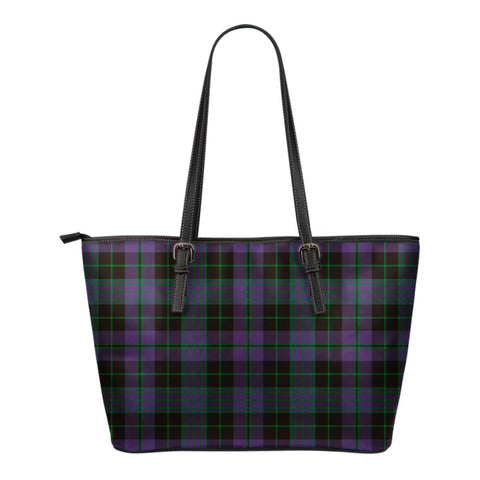 CLERGY GREEN TARTAN LARGE LEATHER TOTE