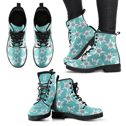 EDELWEISS FLOWER PATTERN LEATHER BOOTS