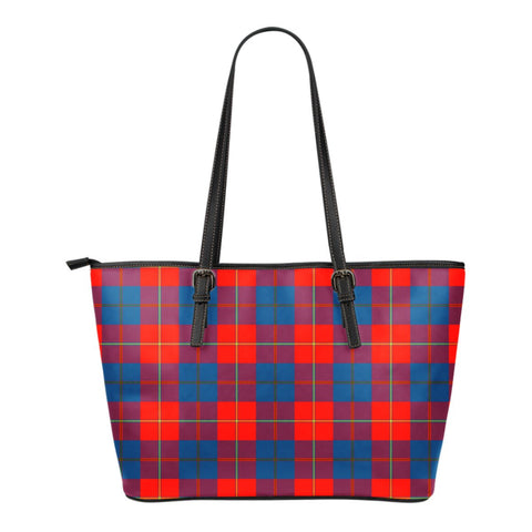 GALLOWAY RED TARTAN SMALL LEATHER TOTE