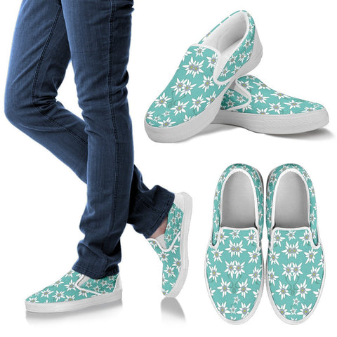 EDELWEISS FLOWER PATTERN SLIP ONS