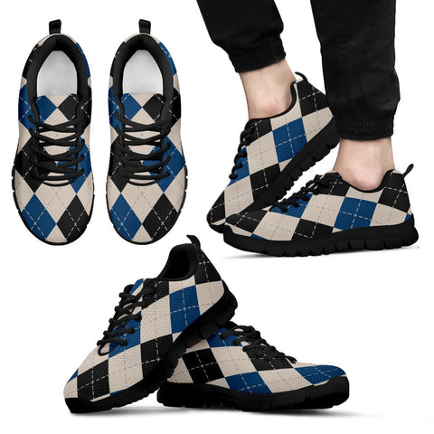 ARGYLE PATTERN BLACK-BLUE SNEAKERS 9